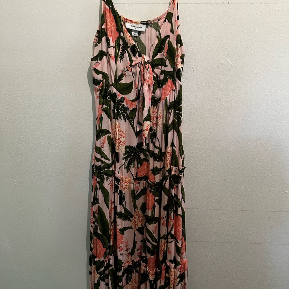 Floral Pink and Green Maxi Dress